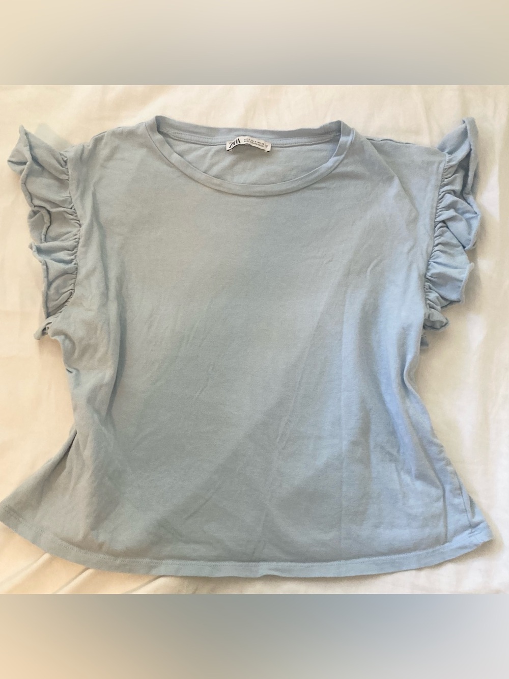 Baby Blue Ruffle Sleeve Tee